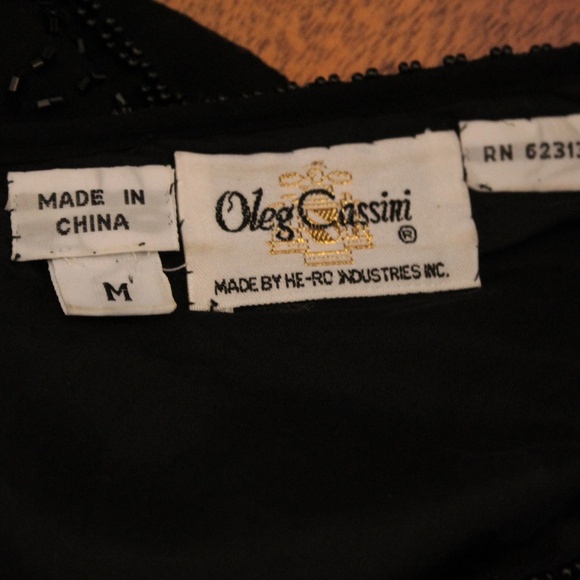 1980's Oleg Cassini Black and Silver Beaded Long Sleeve Blouse - Picture 6 of 6